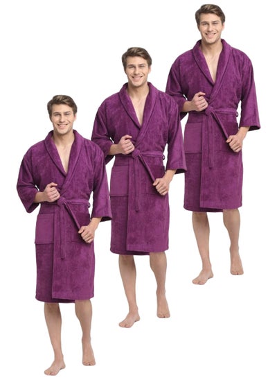 اشتري 3 Pieces Purple Colour Dressing Gown  Bathrobe Large Size Nightwear في الامارات