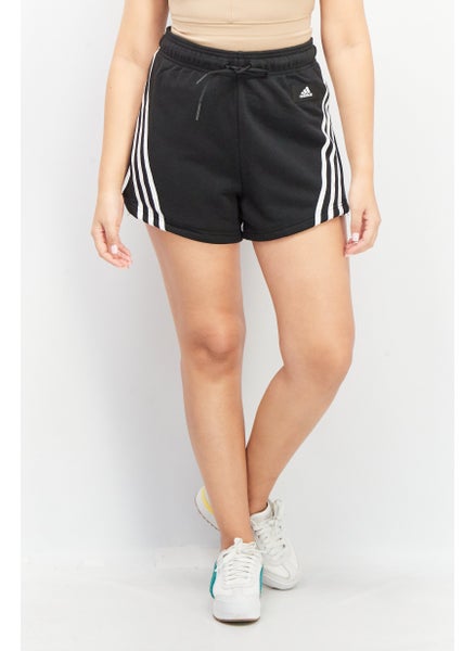 Buy Women Sportswear Fit 3 Stripes Running Shorts, Black in UAE