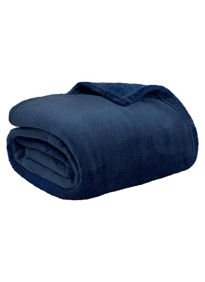 Buy BSB HOME® 220 GSM Premium Plush Double Blanket for Bed, Sofa, Couch, Travel and Camping AC Blanket | 220x230 cm | Blue | SOLID POLO BLANKET in Saudi Arabia