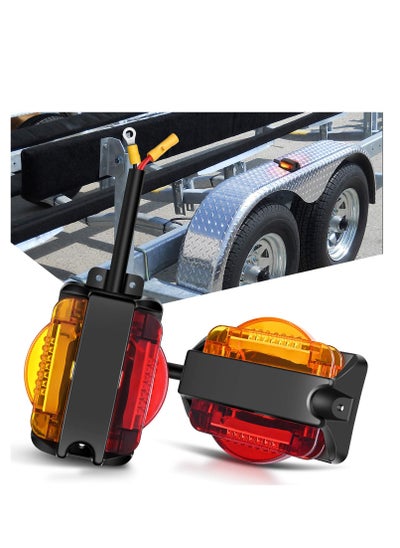 Buy 2PCS Dual Face LED Trailer Fender Lights Amber Front and Red Rear Pre Wired for Easy Installation Drive Safely for Trailer Lorry Caravan Van Tractor in UAE