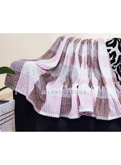 Buy Soft Corel Fleece Blanket Pink/Brown 200x230cm in UAE