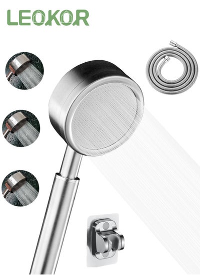 Buy High Pressure Shower Head 304 Stainless Steel Handheld Shower Head with 150CM Stainless Steel Hose and Adhesive Holder in Saudi Arabia