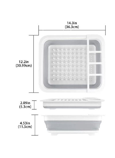 اشتري Foldable Drainer Collapsible Kitchen Storage Counter Silicone Sink Dish Drying Rack في الامارات