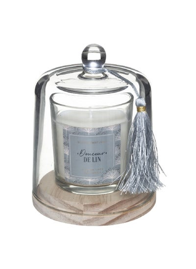 Buy Glass Dome Loli Linen Bell Shaped Scented Candle Clear 130 g 181645F in Saudi Arabia