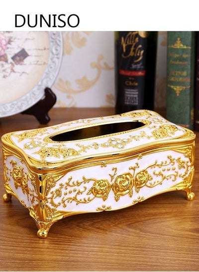 Buy Facial Tissue Box Holder Decorative Napkin Tissue Holder Masks Box Victorian Decor for Car Bathroom Vanity Bedroom Dresser Night Stand Countertops Golden in UAE