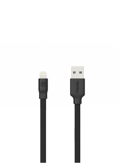 Buy PIECELL flat iPhone charger cable approved by Apple, 150 cm, Black in Saudi Arabia