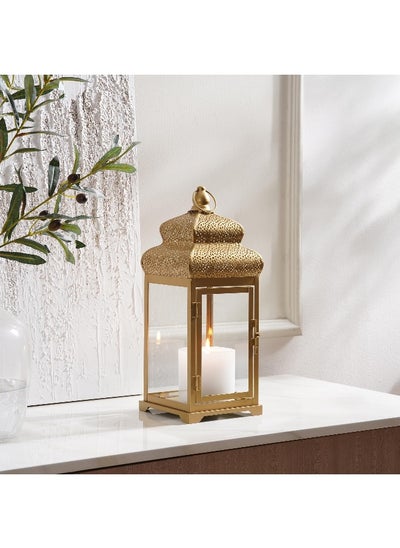 اشتري Aziza Metal Lantern 16X16X40Cm- Gold في الامارات