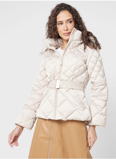 Buy Belted Fut Detail Jacket in Saudi Arabia