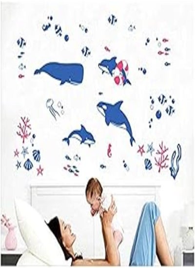 اشتري Kids nursery baby room decor DIY Whale Fish Underwater Wall Sticker Removable Decals في مصر