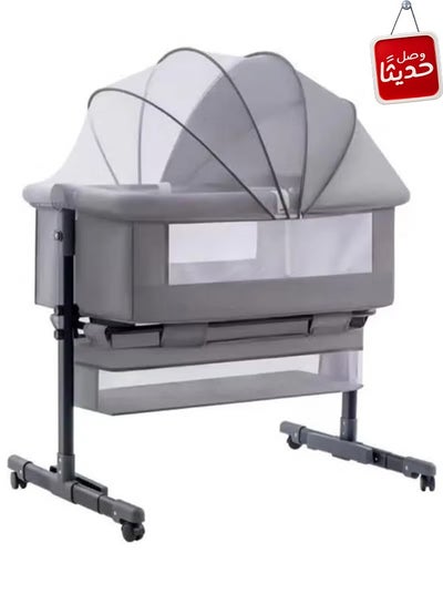 Buy 3 in 1 Portable Foldable Baby Travel Bed with Adjustable Height Breathable Mesh Mattress Light Gray in Saudi Arabia