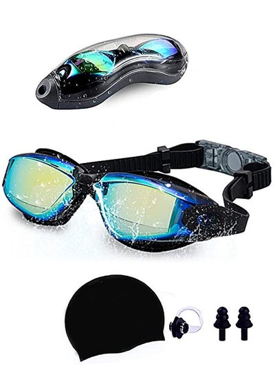 Buy 5-in-1 Anti-Fog Swimming Goggles - Goggle Set with Swimming Cap, Earplugs, Nose Clip, Leak-Proof Goggles - Waterproof Swimming Goggles that Can Effectively Block Ultraviolet Rays - Suitable for Men, W in UAE