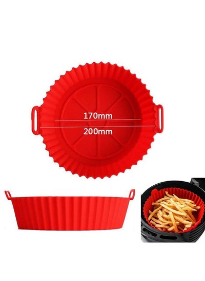 Buy 2-piece Air Fryer Silicone Pot Reusable Non-Stick Liners Mats for Air Fryer Baking Roasting Microwave Oven in UAE
