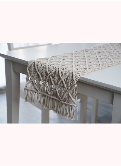 Buy Macrame Table Runner 35x120cm-natural in UAE