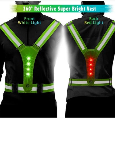 Buy Reflective Vest with Chargeable LED Lights for Unisex Adjustable Size,Cycling outdoor sports vest in UAE