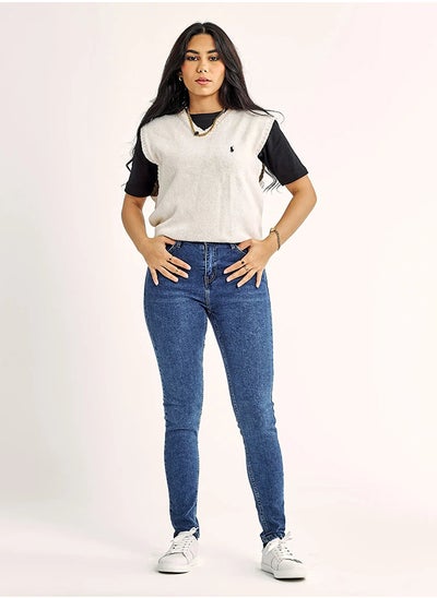 Buy High-Waist Medium Wash Skinny Jeans. in Egypt