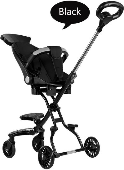 Buy Baby Stroller, Foldable Four-wheeled Child Stroller, Lightly and easly Foldable Child Stroller, Suitable For 1-5 Years Old High Landscape Auxiliary Baby Artifact (Black) in Saudi Arabia