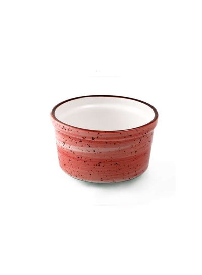 Buy Color Glaze Porcelain Lined Ramekin 9 cm,Red in UAE