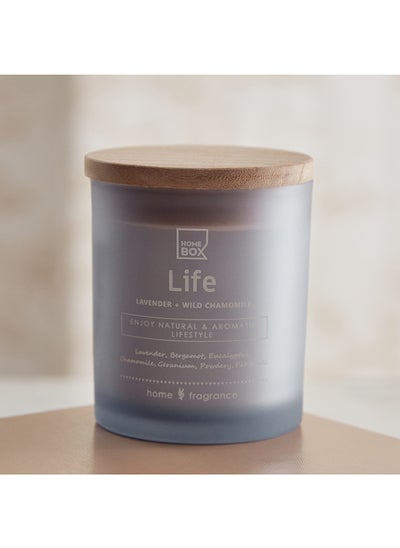 Buy Sentiment Life Jar Candle in Frosted Glass with Wooden Lid 206 g in UAE