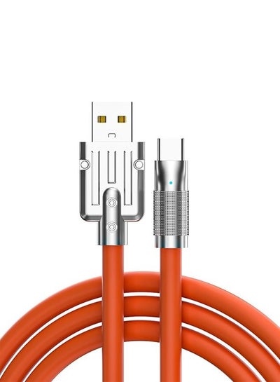 Buy USB Type C Cable Charge Cord 1.5 Meter, 6A Fast Charging Type C Charger 120W，Zinc Alloy Interface Design，Ultra-Durable TPE Flexible Wire，Compatible Android Phone Orange in Saudi Arabia