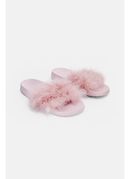 اشتري Women Slip,On Marabou Pool Slides, Pink في الامارات