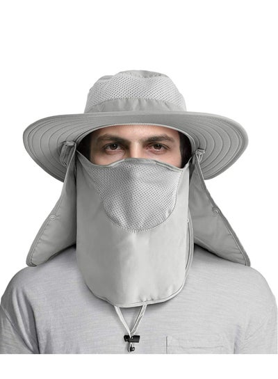 اشتري Cap Fishing Hats with Face Mask Outdoor Sun Protection في السعودية