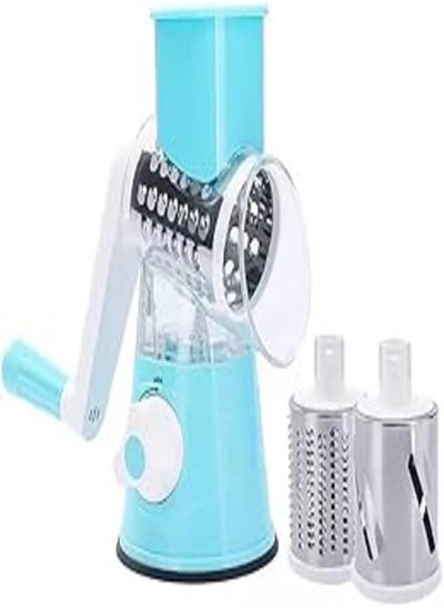 اشتري One plus one Rotary Grater Manual Vegetable Cutter Shredded Potato Knife Multi-Function Mandoline Slicer Veget Chopper Kitchen Accessories,Blue في مصر