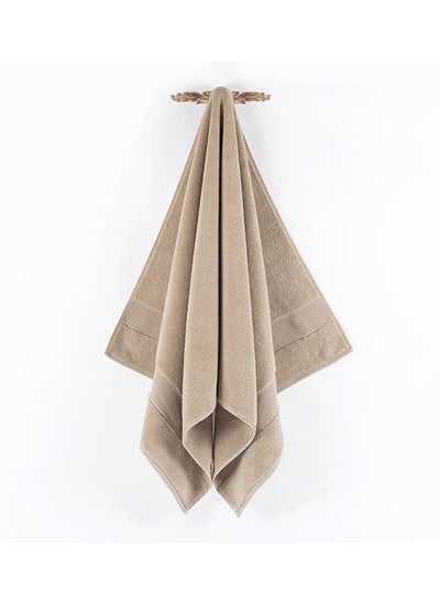 Buy Micro Pleat Bath Towel, Beige - 630 GSM, 70x140 cm in UAE