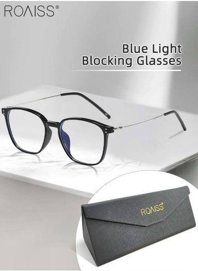 Buy Blue Light Blocking Glasses Blue Light Filter Computer Reading Gaming TV Phones Square Eyeglasses Fashion Anti Eyestrain Headache Eyewear for Men Women Glossy Black Silver 52mm in Saudi Arabia