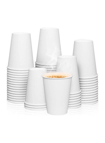 Buy [50 Cups] 12 oz. White Paper Cups - Disposable Hot Chocolate, Cocoa, Water, Coffee Cups in UAE