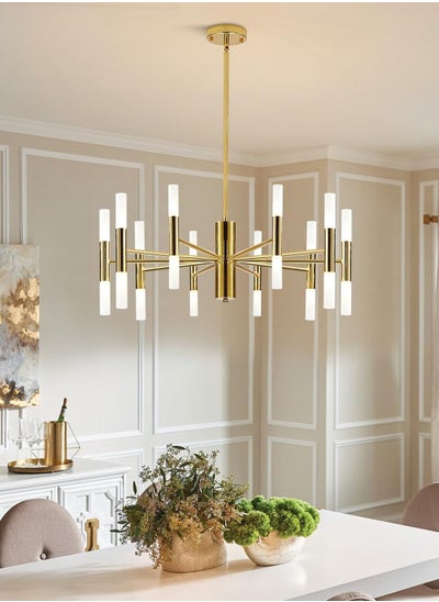 اشتري Modern Small 20-lights Led Sputnik Chandelier Brushed Brass Gold Sputnik Chandelier Mid Century Round Semi Flush Mount Ceiling Light Vintage White Glass Chandelier في الامارات