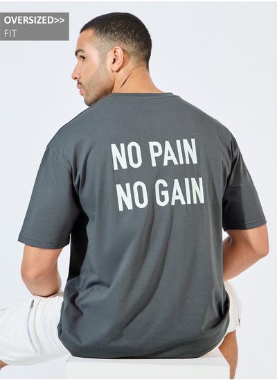 Buy Oversized Back Slogan T-Shirt in Saudi Arabia