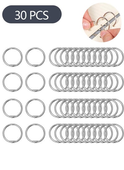 اشتري 30-Piece Loose Leaf Binder Rings 25mm, Metal Book Rings for Index Cards, Loose Leaf Binder Rings for Paper Notebooks Office في السعودية