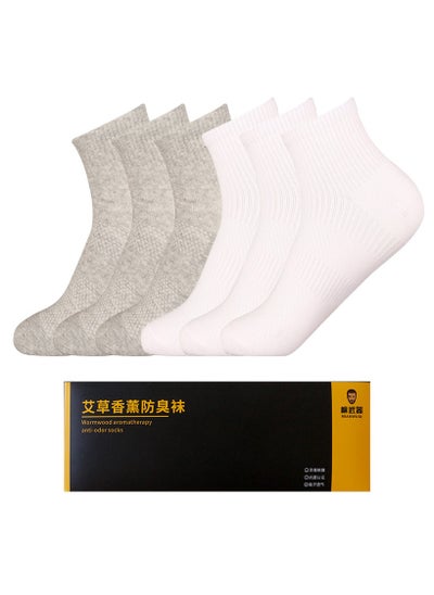 Buy 6 Pairs Of Boxed Men's Solid Color Business Style Minimalist Breathable Socks in UAE