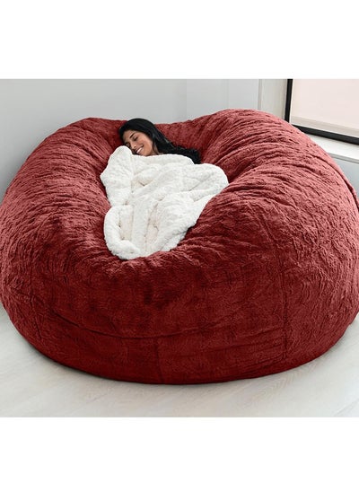 Buy Bean Bag Chairs, Giant Bean Bag Chair for Adults, 6ft Big Bean Bag Cover Comfy Bean Bag Bed (No Filler, Cover only) Fluffy Lazy Sofa (Red 6ft(150*75cm)) in UAE