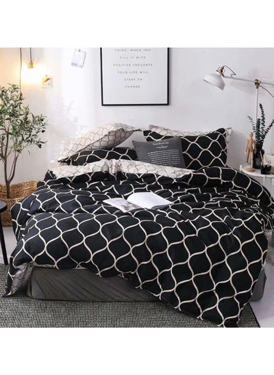 اشتري 6-Piece Printed Combination King Size Duvet Cover Set  Includes 1xFitted Bedsheet 200x200+30cm, 1xDuvet Cover 220x240 cm, 2xPillowcase 55x80cm, 2xCushion Case 45x70cm Cotton في الامارات