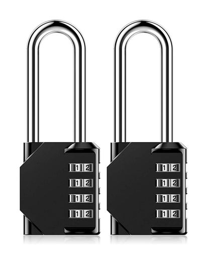 اشتري Heavy Duty Weatherproof Combination Padlock - 4-Digit Resettable Zinc Alloy Lock with 2.5 Inch Shackle for Shed, Gate, School, Gym, Toolbox - 2 Pack في الامارات