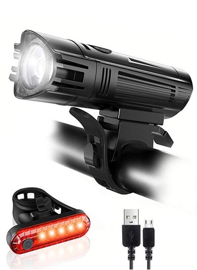 Buy Bike Lights Set Ultra Bright USB Charging Bike Lights 4 Light Mode Bike Front and Rear Lights for Road, Mountain, Night Riding in Saudi Arabia