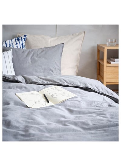 Buy Duvet cover and pillowcase, grey, 150x200/50x80 cm in Saudi Arabia