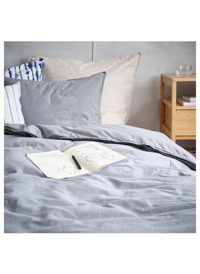 اشتري Duvet cover and pillowcase, grey, 150x200/50x80 cm في السعودية