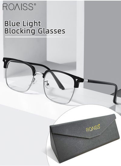 Buy Blue Light Blocking Glasses Blue Light Filter Computer Reading Gaming TV Phones Browline Eyeglasses Fashion Anti Eyestrain Headache Eyewear for Men Women Black Silver 52mm in UAE