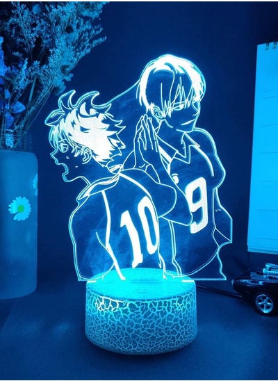 Buy H aikyuu Multicolor Night Light 3D Illusion Cartoon Anime Volleyball Boy Character Lamp with USB LED Lights with Touch Button Desk Lamp Home Bedroom Decoration for Kids Boys Girls Gift in UAE