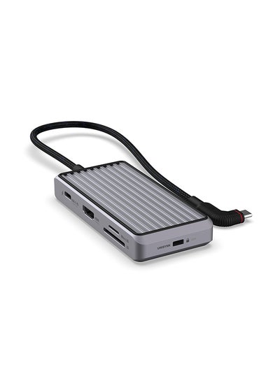 اشتري Unisynk USB-C Hub 8-in-1 with HDMI 4K@60Hz, 100W USB-C PD, 2 USB-A 3.0 ports, USB-C 3.0 port, Ethernet and SD/MicroSD Card slots, for MacBook, laptops, iPad, Android and more في الامارات