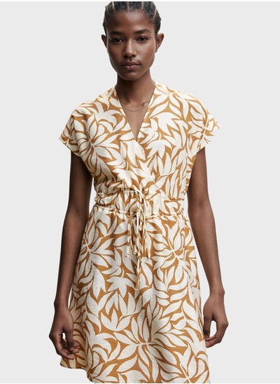 Buy Printed Ruched Waist Dress in UAE