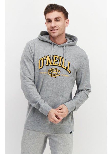 Buy Men Hooded Embroidered Sweatshirt, Grey in UAE