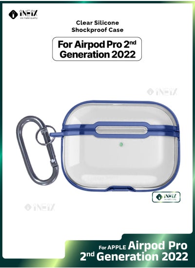 اشتري Clear Silicone  Shockproof Case for Apple AirPod Pro 2-2022-Clear/blue في السعودية