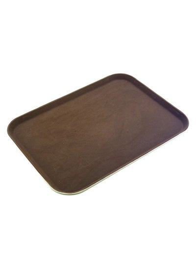 اشتري Rectangular Non-Slip Tray With Rubber Surface And Pp Bottom - Brown 37.5X50Cm في الامارات