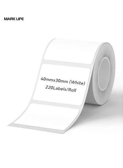 اشتري Thermal Label Paper for Label Maker Machine,Waterproof Oil-Proof for Home Office Small Business Barcode Printing,220 Labels/Roll Labeling Tape Replacement(40×30mm White) في الامارات