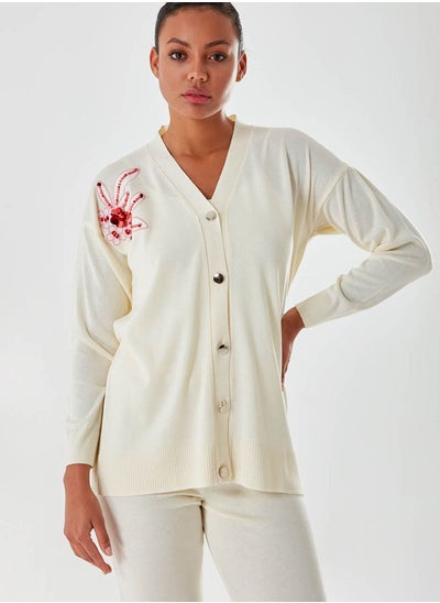 Buy Embroidered Button Detail Cardigan in UAE