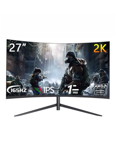 Buy Curved 27 inch IPS Gaming Monitor 165Hz with QHD(2560×1440), Built-In Speakers, 1ms, Colorful LED Backlit, HDMI DP and USB Port with 5-Way Stick Power/Menu Button in Saudi Arabia