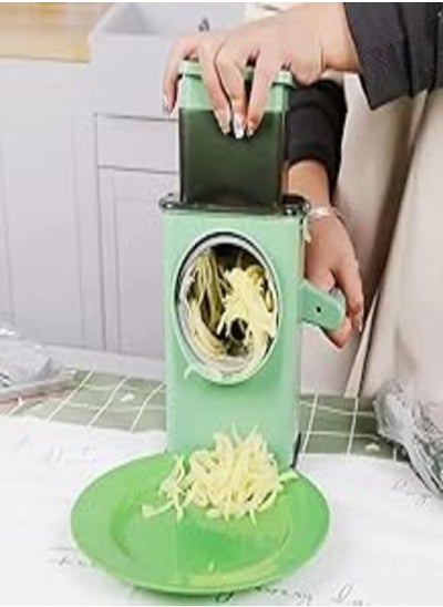 Buy "7 in 1 Multifunctional Vegetable Slicer: Manual Grater and Slicer with 2 Different Grating Vegetables and Slicing in Different Shapes, Makes Round Slices, Crunchy and Potato Chips!" in Egypt